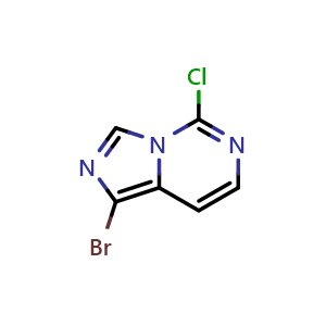 Chemical structure of 1-bromo-5-chloro-imidazo[1,5-c]pyrimidine , CAS 1780378-49-5, AChemBlock T91222