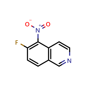 Chemical structure of 6-fluoro-5-nitroisoquinoline , CAS 918490-54-7, AChemBlock T91228