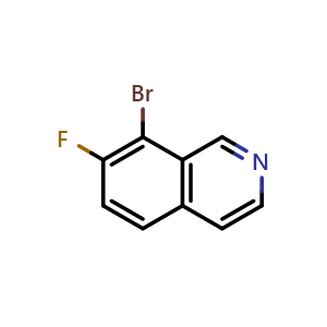 Chemical structure of 8-bromo-7-fluoroisoquinoline , CAS 1445891-57-5, AChemBlock T91230