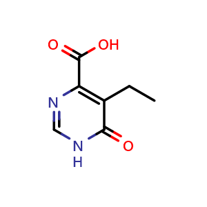 Chemical structure of 5-ethyl-6-oxo-1H-pyrimidine-4-carboxylic acid , CAS 1509093-75-7, AChemBlock T91239