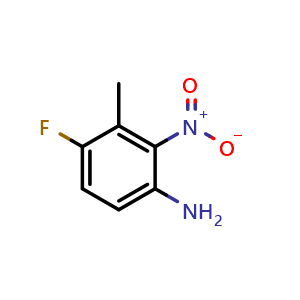 Chemical structure of 4-fluoro-3-methyl-2-nitroaniline , CAS 147285-88-9, AChemBlock T91250