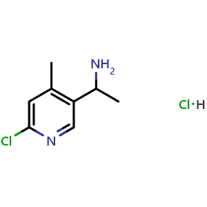 Chemical structure of 1-(6-chloro-4-methylpyridin-3-yl)ethan-1-amine hydrochloride , CAS 1270429-37-2, AChemBlock T91252