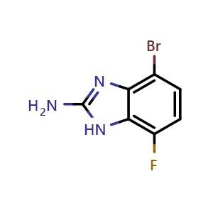 Chemical structure of 2-Amino-4-bromo-7-fluorobenzimidazole , CAS 1388035-36-6, AChemBlock T91257
