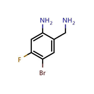 Chemical structure of 2-(Aminomethyl)-4-bromo-5-fluoroaniline , CAS 2411639-91-1, AChemBlock T91262