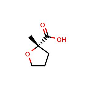 Chemical structure of (2S)-2-methyloxolane-2-carboxylic acid , CAS 61490-07-1, AChemBlock T91263