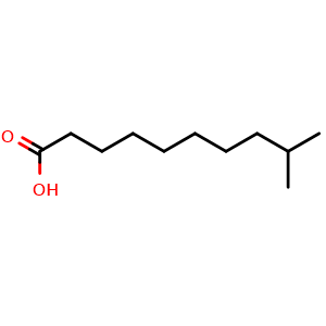 Chemical structure of 9-methyldecanoic acid , CAS 1119-63-7, AChemBlock T91268