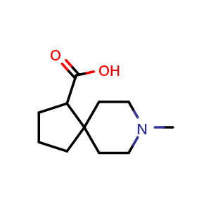 Chemical structure of 8-methyl-8-azaspiro[4.5]decane-4-carboxylic acid , CAS 2172570-51-1, AChemBlock T91280