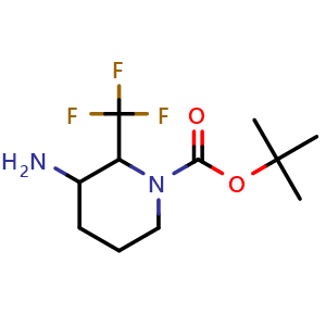 Chemical structure of tert-butyl 3-amino-2-(trifluoromethyl)piperidine-1-carboxylate , CAS 1824532-05-9, AChemBlock T91285