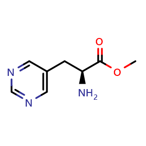 Chemical structure of methyl (2S)-2-amino-3-pyrimidin-5-yl-propanoate , CAS 1821828-14-1, AChemBlock T91286