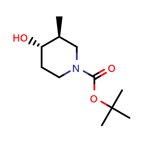 Chemical structure of tert-butyl (3S,4S)-4-hydroxy-3-methyl-piperidine-1-carboxylate , CAS 1821740-54-8, AChemBlock T91287