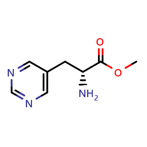 Chemical structure of methyl (2R)-2-amino-3-pyrimidin-5-yl-propanoate , CAS 1821706-92-6, AChemBlock T91288