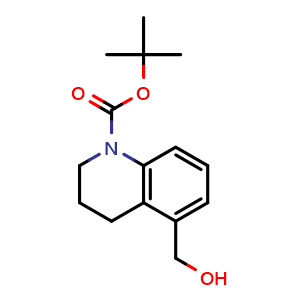 Chemical structure of tert-butyl 5-(hydroxymethyl)-3,4-dihydro-2H-quinoline-1-carboxylate , CAS 1030846-86-6, AChemBlock T91299