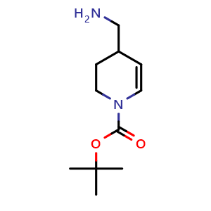 Chemical structure of tert-butyl 4-(aminomethyl)-3,4-dihydro-2H-pyridine-1-carboxylate , CAS 2387601-69-4, AChemBlock T91307