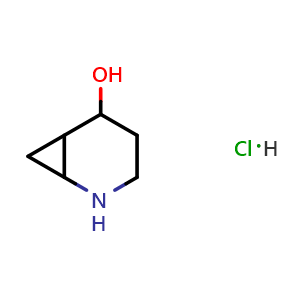 Chemical structure of 2-azabicyclo[4.1.0]heptan-5-ol hydrochloride , CAS 2387601-47-8, AChemBlock T91308