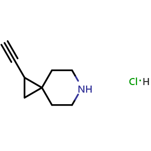 Chemical structure of 2-ethynyl-6-azaspiro[2.5]octane hydrochloride , CAS 2098119-61-8, AChemBlock T91310