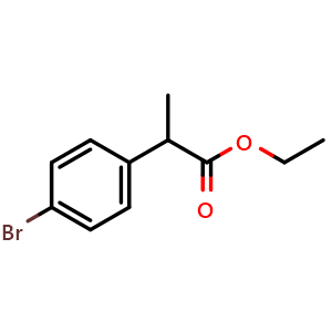 Chemical structure of ethyl 2-(4-bromophenyl)propanoate , CAS 111914-79-5, AChemBlock T91320