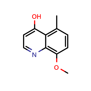 Chemical structure of 8-methoxy-5-methylquinolin-4-ol , CAS 127285-67-0, AChemBlock T91326