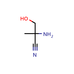 Chemical structure of 2-amino-3-hydroxy-2-methylpropanenitrile , CAS 122556-12-1, AChemBlock T91335