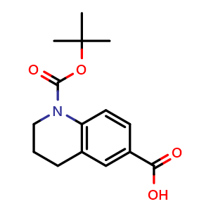 Chemical structure of 1-tert-butoxycarbonyl-3,4-dihydro-2H-quinoline-6-carboxylic acid , CAS 1097161-04-0, AChemBlock T91358
