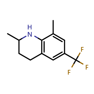 Chemical structure of 2,8-dimethyl-6-(trifluoromethyl)-1,2,3,4-tetrahydroquinoline , CAS 2411638-29-2, AChemBlock T91369