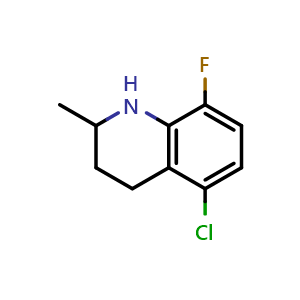 Chemical structure of 5-chloro-8-fluoro-2-methyl-1,2,3,4-tetrahydroquinoline , CAS 2411640-04-3, AChemBlock T91375