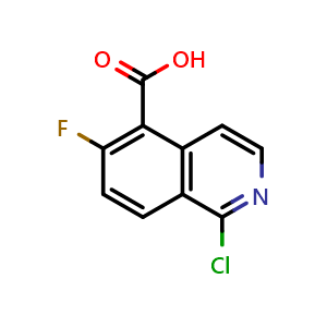 Chemical structure of 1-chloro-6-fluoroisoquinoline-5-carboxylic acid , CAS 2411639-79-5, AChemBlock T91385