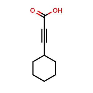 Chemical structure of 3-cyclohexylprop-2-ynoic acid , CAS 4361-27-7, AChemBlock T91405