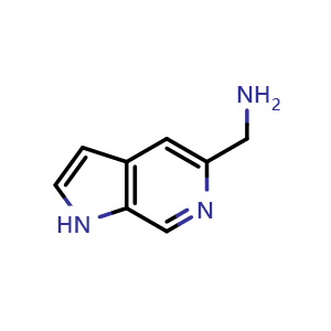 Chemical structure of 1H-pyrrolo[2,3-c]pyridin-5-ylmethanamine , CAS 267876-19-7, AChemBlock T91406