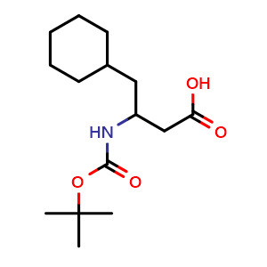 Chemical structure of 3-(tert-butoxycarbonylamino)-4-cyclohexyl-butanoic acid , CAS 886503-06-6, AChemBlock T91409