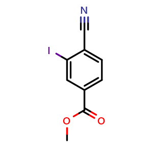 Chemical structure of Methyl 4-cyano-3-iodobenzoate , CAS 1379361-25-7, AChemBlock T91411