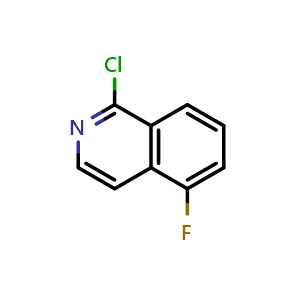 Chemical structure of 1-chloro-5-fluoroisoquinoline , CAS 435278-02-7, AChemBlock T91435