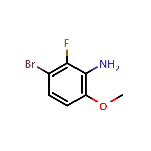 Chemical structure of 3-Bromo-2-fluoro-6-methoxyaniline , CAS 1519458-46-8, AChemBlock T91449