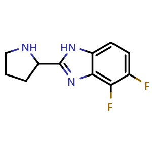 Chemical structure of 4,5-difluoro-2-(pyrrolidin-2-yl)-1H-benzo[d]imidazole , CAS 1515969-71-7, AChemBlock T91450