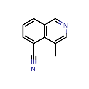 Chemical structure of 4-methylisoquinoline-5-carbonitrile , CAS 1337880-71-3, AChemBlock T91463