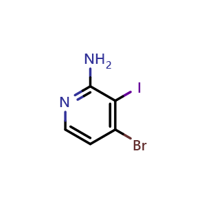 Chemical structure of 4-bromo-3-iodo-pyridin-2-amine , CAS 1805270-41-0, AChemBlock T91487