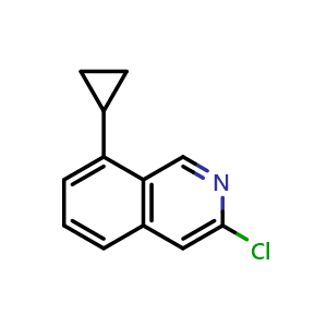 Chemical structure of 3-chloro-8-cyclopropylisoquinoline , CAS 2411638-57-6, AChemBlock T91505