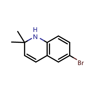 Chemical structure of 6-bromo-2,2-dimethyl-1H-quinoline , CAS 137434-04-9, AChemBlock T91527