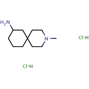 Chemical structure of 3-methyl-3-azaspiro[5.5]undecan-10-amine dihydrochloride , CAS 2387595-54-0, AChemBlock T91533