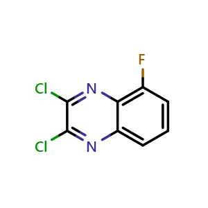 Chemical structure of 2,3-dichloro-5-fluoroquinoxaline , CAS 76089-03-7, AChemBlock T91545