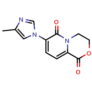 Chemical structure of 7-(4-methyl-1H-imidazol-1-yl)-3,4-dihydropyrido[2,1-c][1,4]oxazine-1,6-dione , CAS 1402004-16-3, AChemBlock T91551