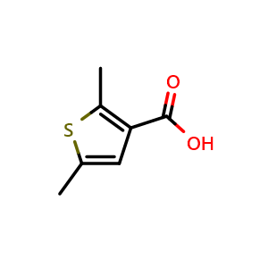 Chemical structure of 2,5-Dimethylthiophene-3-carboxylic acid , CAS 26421-32-9, AChemBlock T91552