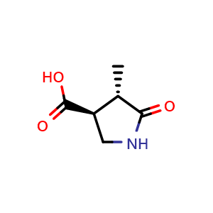 Chemical structure of (3S,4S)-4-methyl-5-oxo-pyrrolidine-3-carboxylic acid , CAS 1426408-38-9, AChemBlock T91565