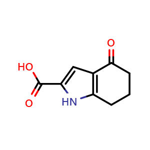 Chemical structure of 4-oxo-1,5,6,7-tetrahydroindole-2-carboxylic acid , CAS 111624-87-4, AChemBlock T91569