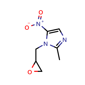 Chemical structure of 2-methyl-5-nitro-1-(oxiran-2-ylmethyl)-1H-imidazole , CAS 16773-52-7, AChemBlock T91584