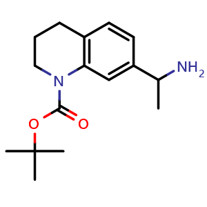 Chemical structure of tert-butyl 7-(1-aminoethyl)-3,4-dihydro-2H-quinoline-1-carboxylate , CAS 477312-77-9, AChemBlock T91594