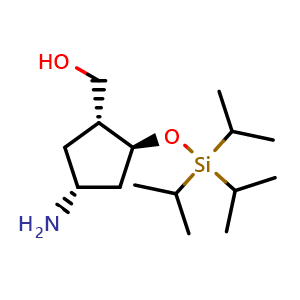 Chemical structure of [(1R,2S,4R)-4-amino-2-triisopropylsilyloxy-cyclopentyl]methanol , CAS 1644346-71-3, AChemBlock T91597
