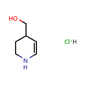 Chemical structure of 1,2,3,4-tetrahydropyridin-4-ylmethanol hydrochloride , CAS 2387596-57-6, AChemBlock T91599