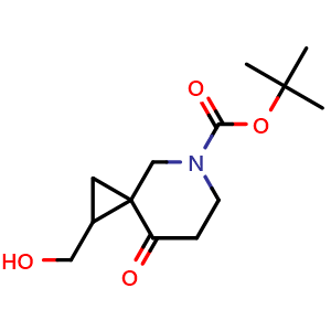 Chemical structure of tert-butyl 2-(hydroxymethyl)-8-oxo-5-azaspiro[2.5]octane-5-carboxylate , CAS 2387600-81-7, AChemBlock T91600