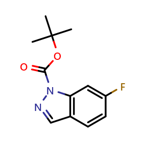 Chemical structure of tert-butyl 6-fluoro-1H-indazole-1-carboxylate , CAS 1337879-80-7, AChemBlock T91606