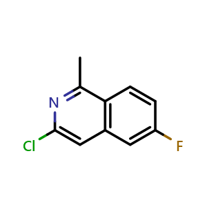 Chemical structure of 3-Chloro-6-fluoro-1-methylisoquinoline , CAS 1446192-30-8, AChemBlock T91609